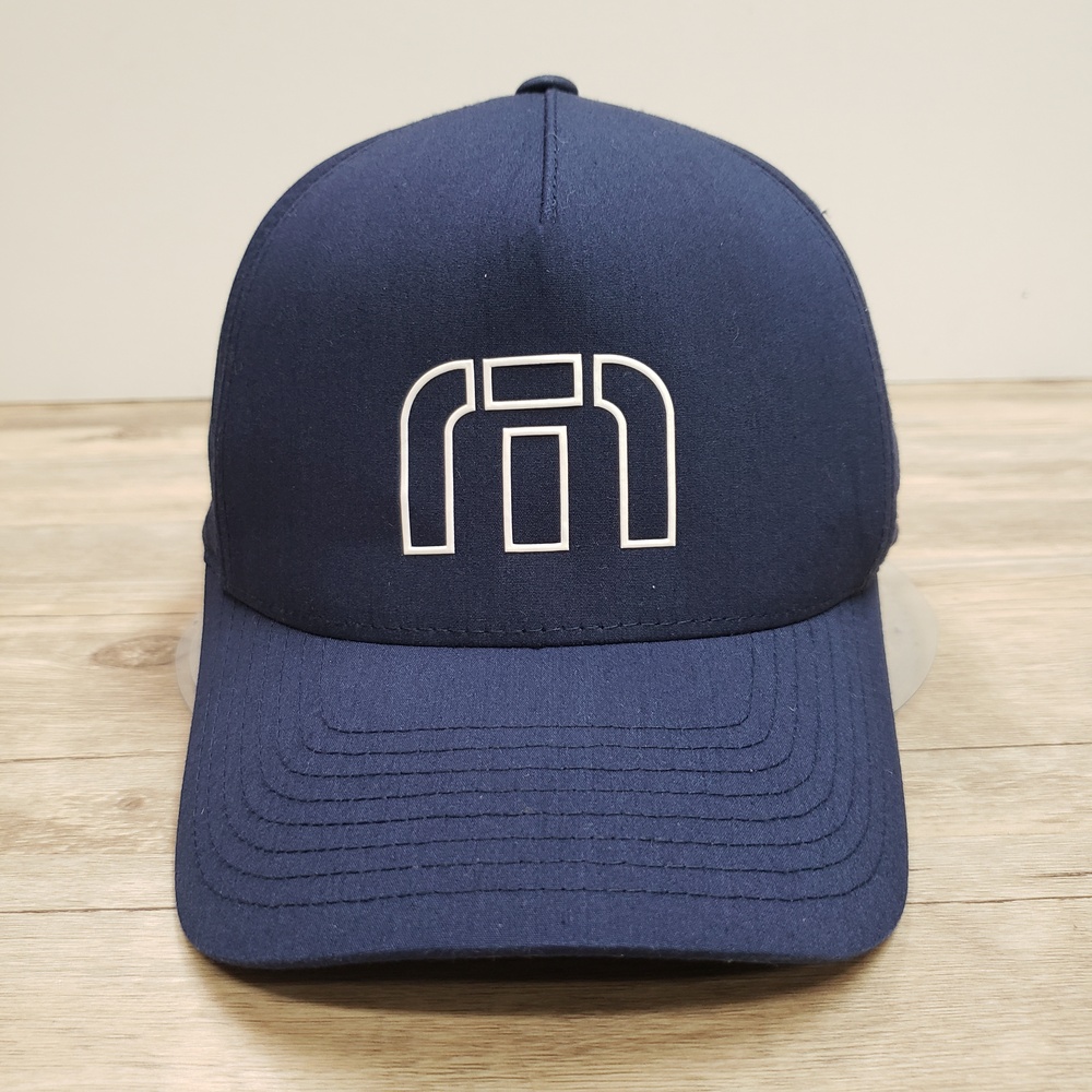 Travis Mathew Hat Cap Snapback Mens One Size Blue 110 Flexfit Tech Golf Logo